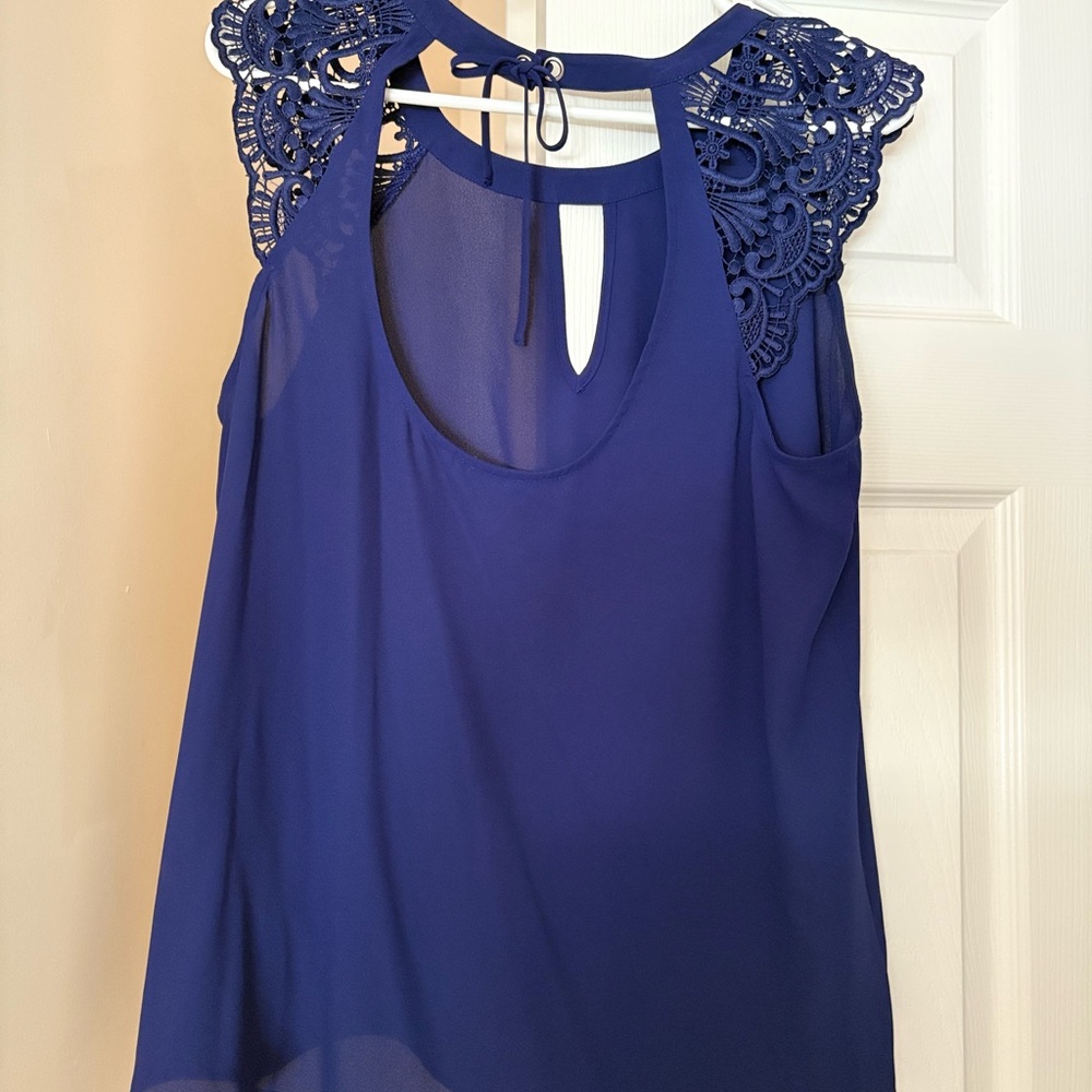 Express Cobalt Blue Lace Detail Blouse